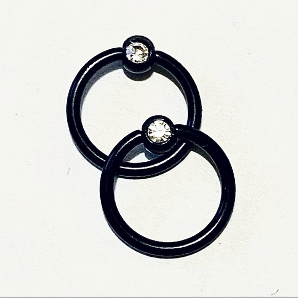 Captive Bead Ring Hoop 16g 8mm 5/16" Gem Ear Lip - Picture 7 of 11